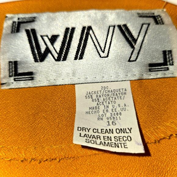 WNY 16 Bright Yellow Women's Blazer Suit Coat Jacket Top Miss Size XL With Scarf - Picture 3 of 5